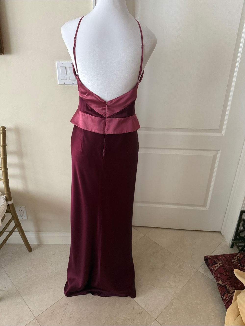 Reformation Silk Evening Dress- Burgundy and Rose - Picture 2 of 4